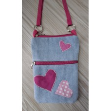 Портмоне/Чантичка/Калъф за телефон "Сърца" розово